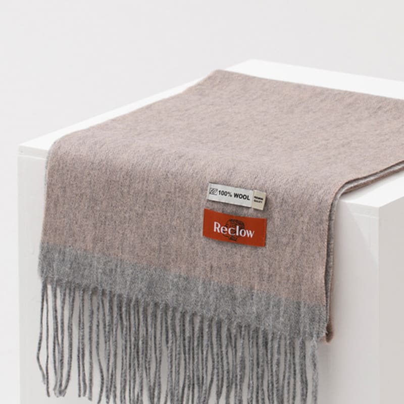RECLOW RECLOW 100% wool two-tone gray muffler