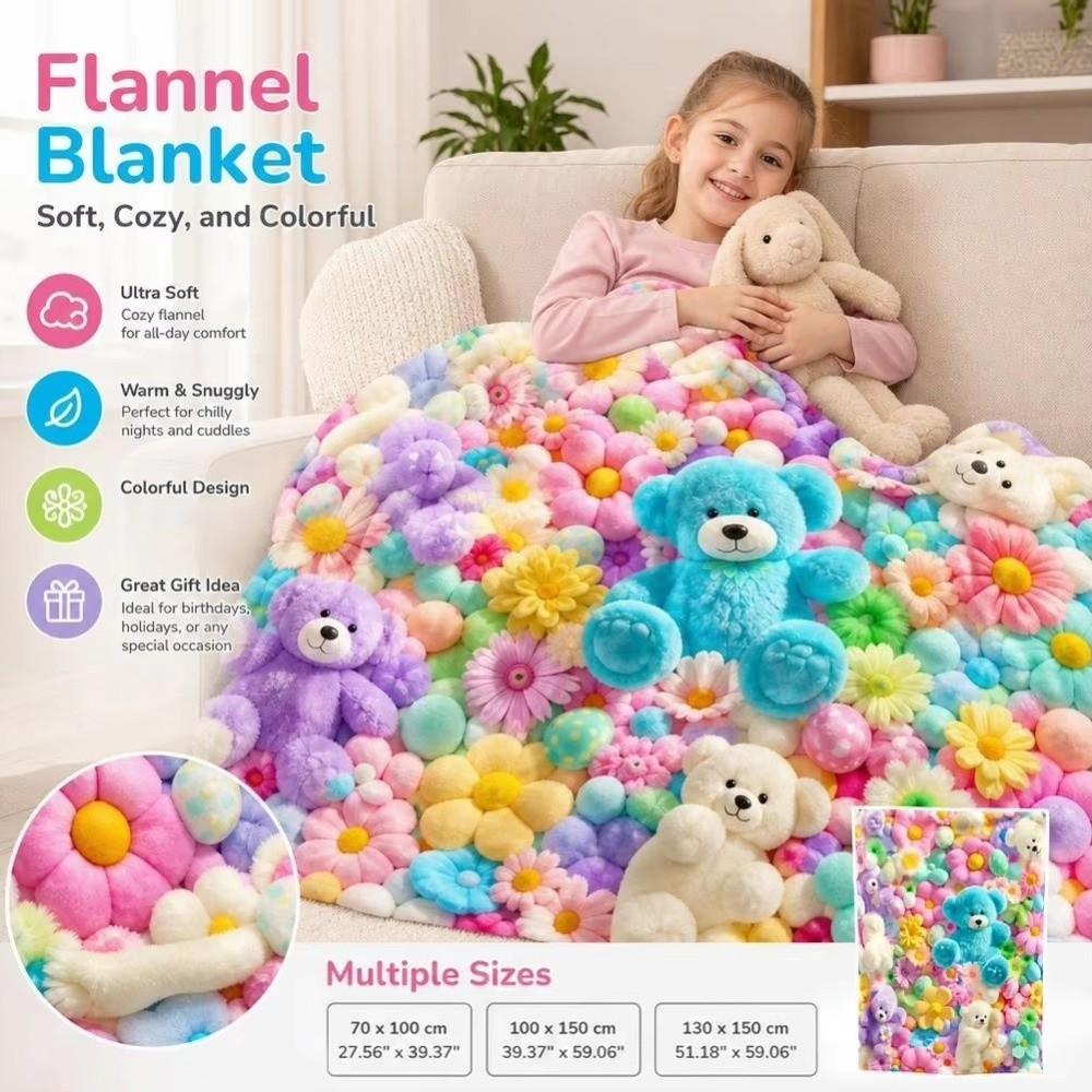 Flannel Throw Blanket Cartoon Nap Blanket Comfortable Plush Blanket  All-Season