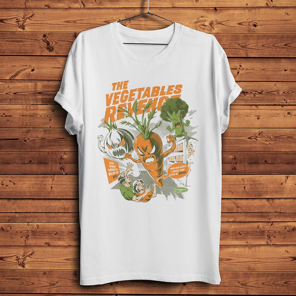 Vegetables Kaiju Revenge Funny Vegan TShirt Unisex Short Sleeve Breathable Homme Tee Unisex Streetwear T Shirt Nosticker