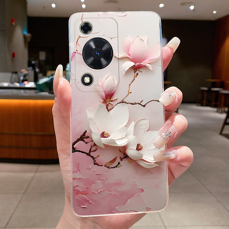 For Huawei Nova Y63 Case NovaY63 Y 63 Phone Cover Clear Silicone Fashion Flower TPU Soft Cases for Huawei Nova Y72s Back Shells