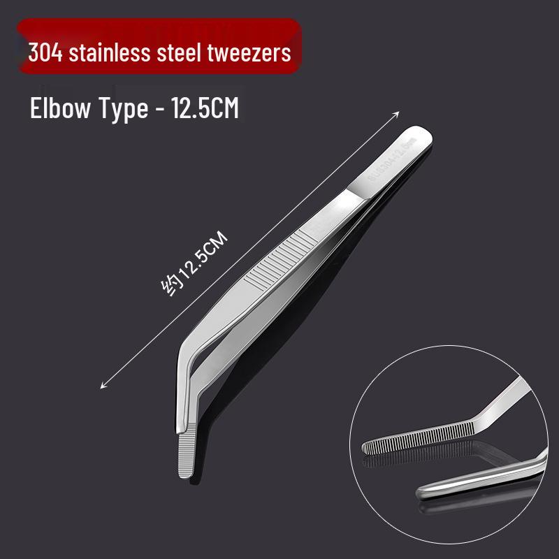 Thickened Stainless Steel Non-slip Beauty Tweezers Set – Straight & Bent Tips for Makeup, Nail Art, & Beading.