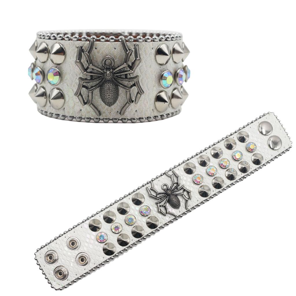 Amerikanisches Strassnietenarmband, Spinne Dekorativ Punk Gothic Personalisierter Schmuck