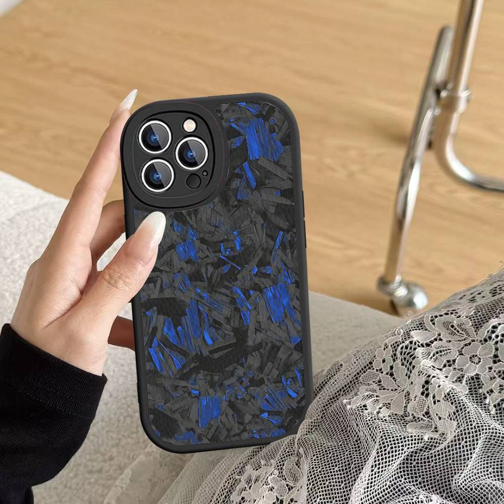 

Forged Carbon Fundas Phone Case For IPhone 16 15 14 13 12 11 Pro Max Plus 16E Soft Leather Cover iPhone 16 plus