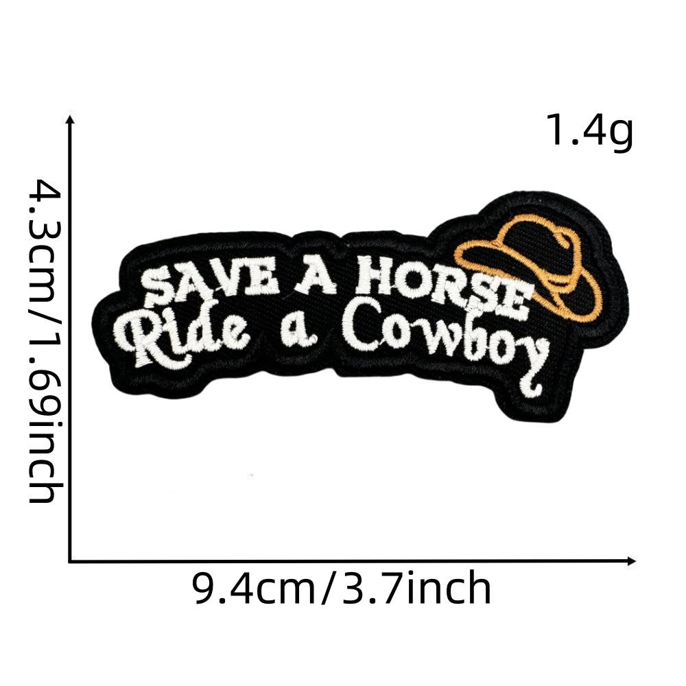 Western Cartoon Boy Denim Iron-On Embroidery Patches for Jackets and Clothing Decor