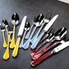 Enamel Color Western Food 304 Stainless Steel Tableware Set Stainless Steel Knife, Fork and Spoon Five-piece Set Steak Knife and Fork