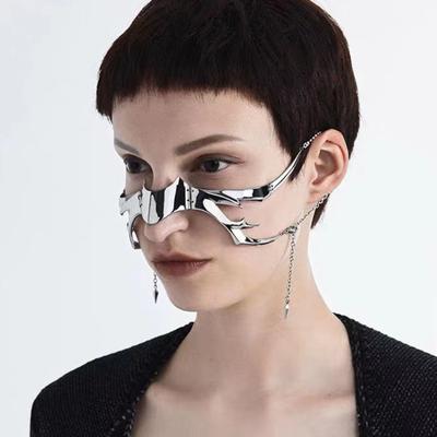 Punk Style Masquerade Face Guard Donna Uomo Party Prom Metallo Hollow regolabile Liquido irregolare Copri bocca Accessori per il viso