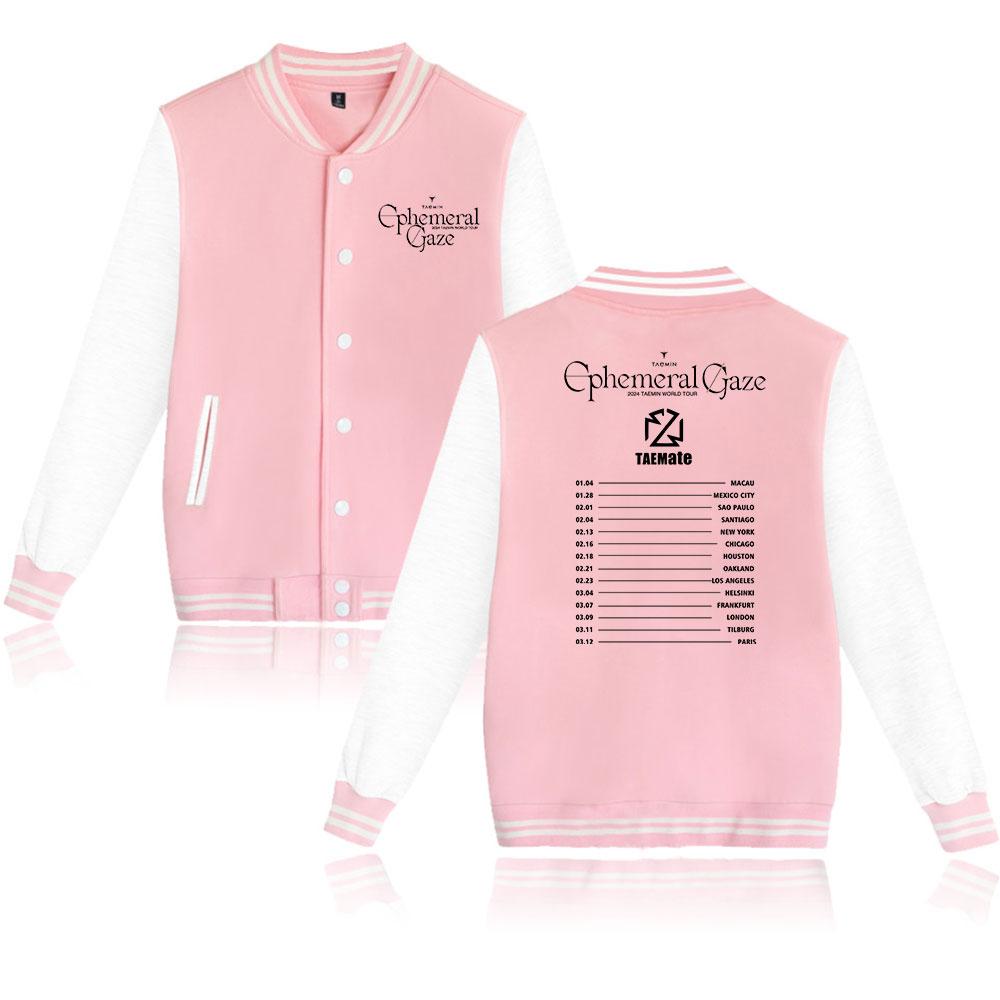 

Женские мужские куртки, куртка-бомбер, куртка-бомбер Taemin Ephemeral, бейсбольная куртка, верхняя одежда в стиле хип-хоп для пар в колледже, одежда на заказ XXS розовый