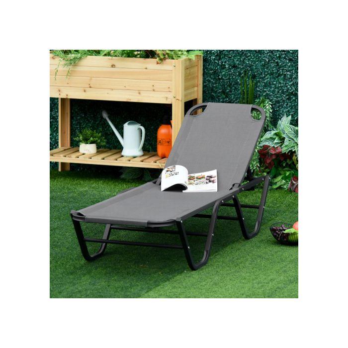Chaise Longue - MUVOE - Ottoman Outsunny - Aluminium - Texteline - 5 Positions