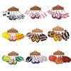 World Cup sports ball drop-shaped leather earrings, basketball, football, rugby, baseball earrings, multi-layered earrings, three pairs in one pack