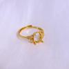 Gold-Plated S925 Sterling Silver Oval Open Ring Setting - Women's Hollow Design Silver Jewelry Accessories