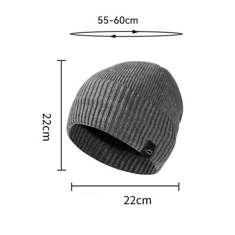 Knitted Hat Men's Autumn Winter Warm Cold-Proof Fleece Hat Outdoor Cycling Sports Cold-Proof Cap