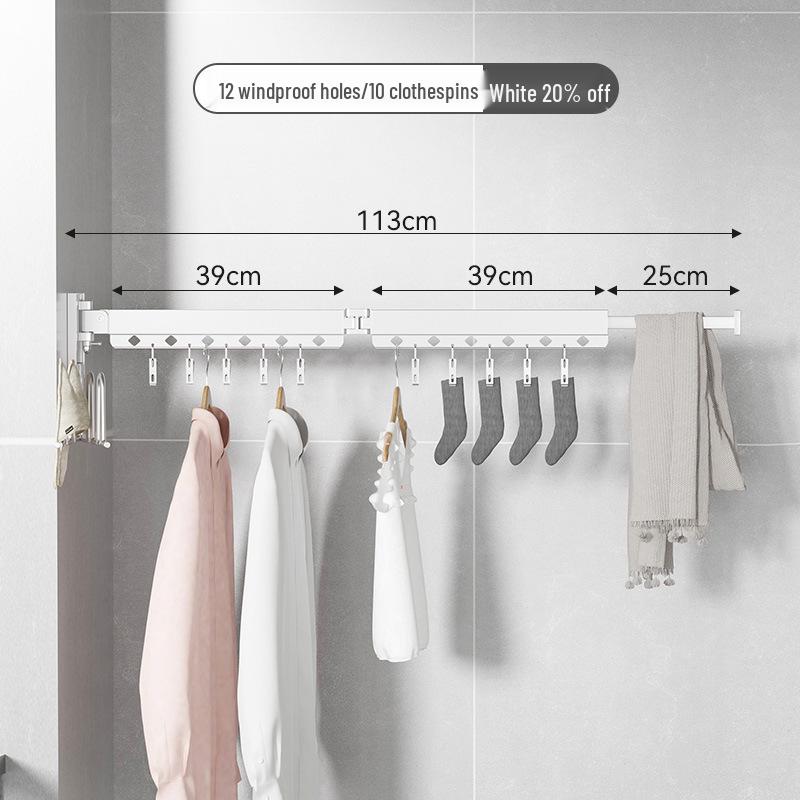 Wall-Mounted Retractable Clothes Drying Rack for Balcony and Bay Windows