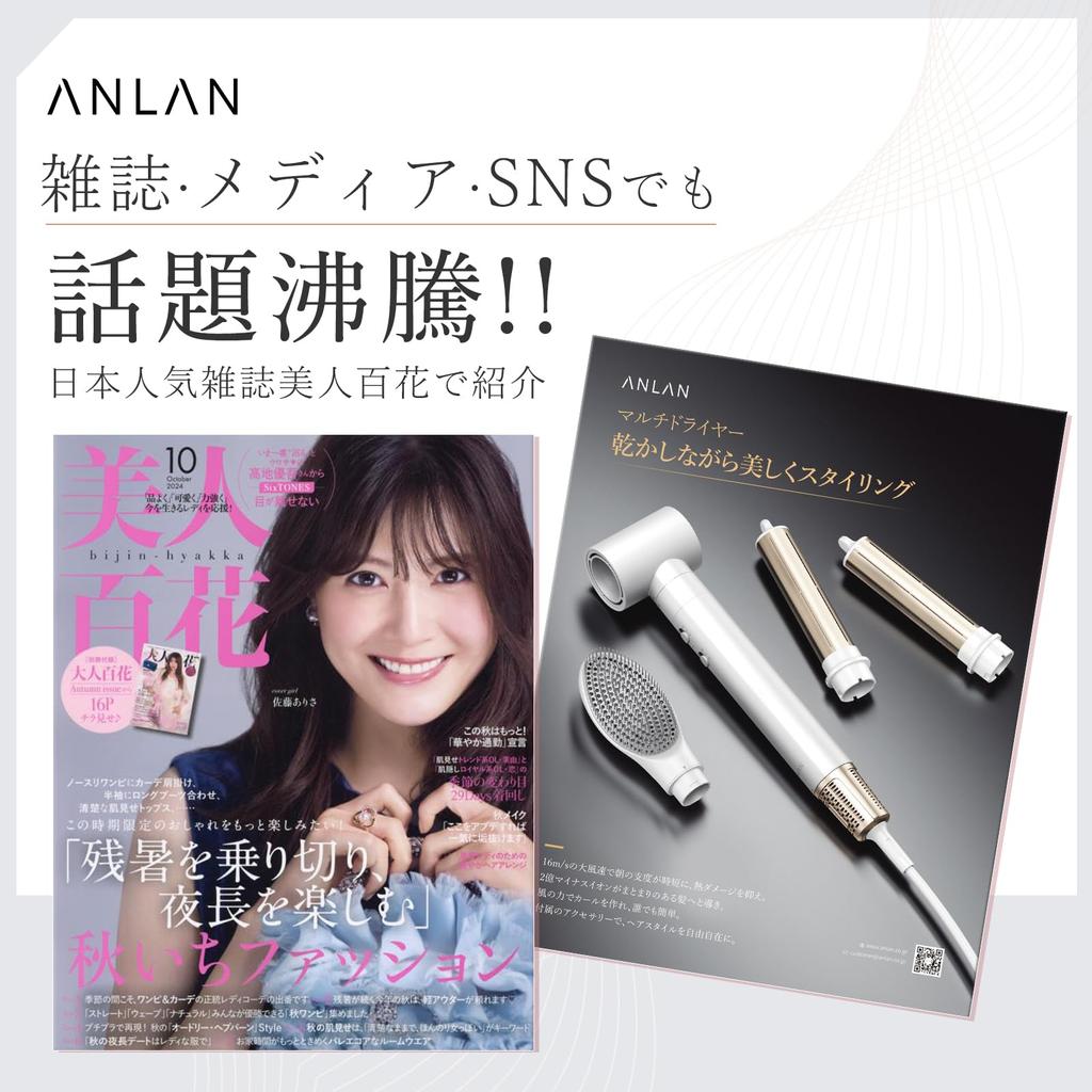 In Beautiful Hundred ANLAN Multi Curl Kuru Kuru Large Air Vysokorychlostní vlasy Rychlý hydratační rovný tepelný kartáč 200 milionů Negativní 3 úrovně