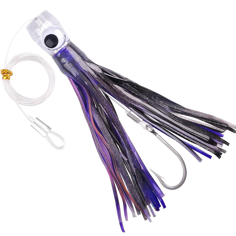 

1Pcs 102G Saltwater Fishing Trolling Lures Rigged Squid Skirt With Leader Line Stainless Steel Hook For Marlin Tuna Wahoo Quality
