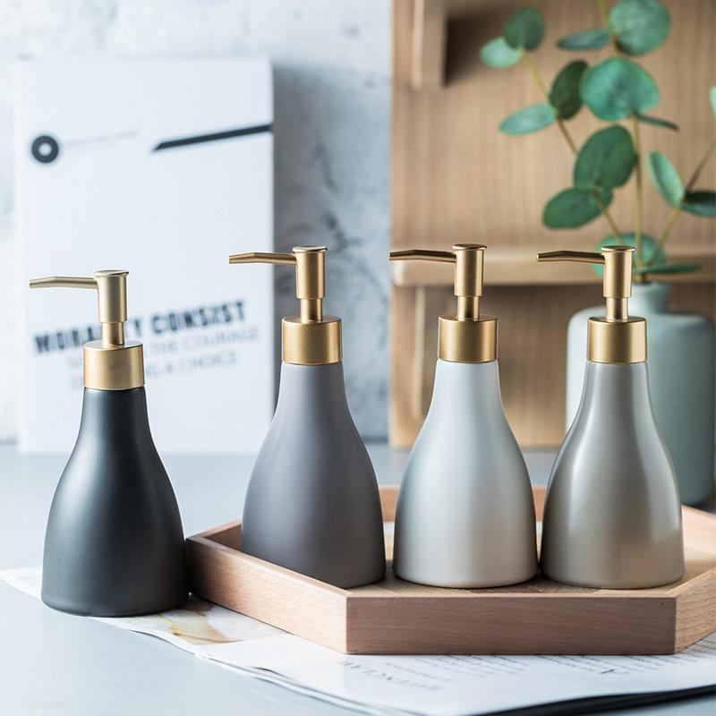 Ceramic Bathroom Liquid Soap Dispenser Bottle Shampoo Shower Gel and Lotion Storage Bottles Home Hotel Disinfectant Bottle