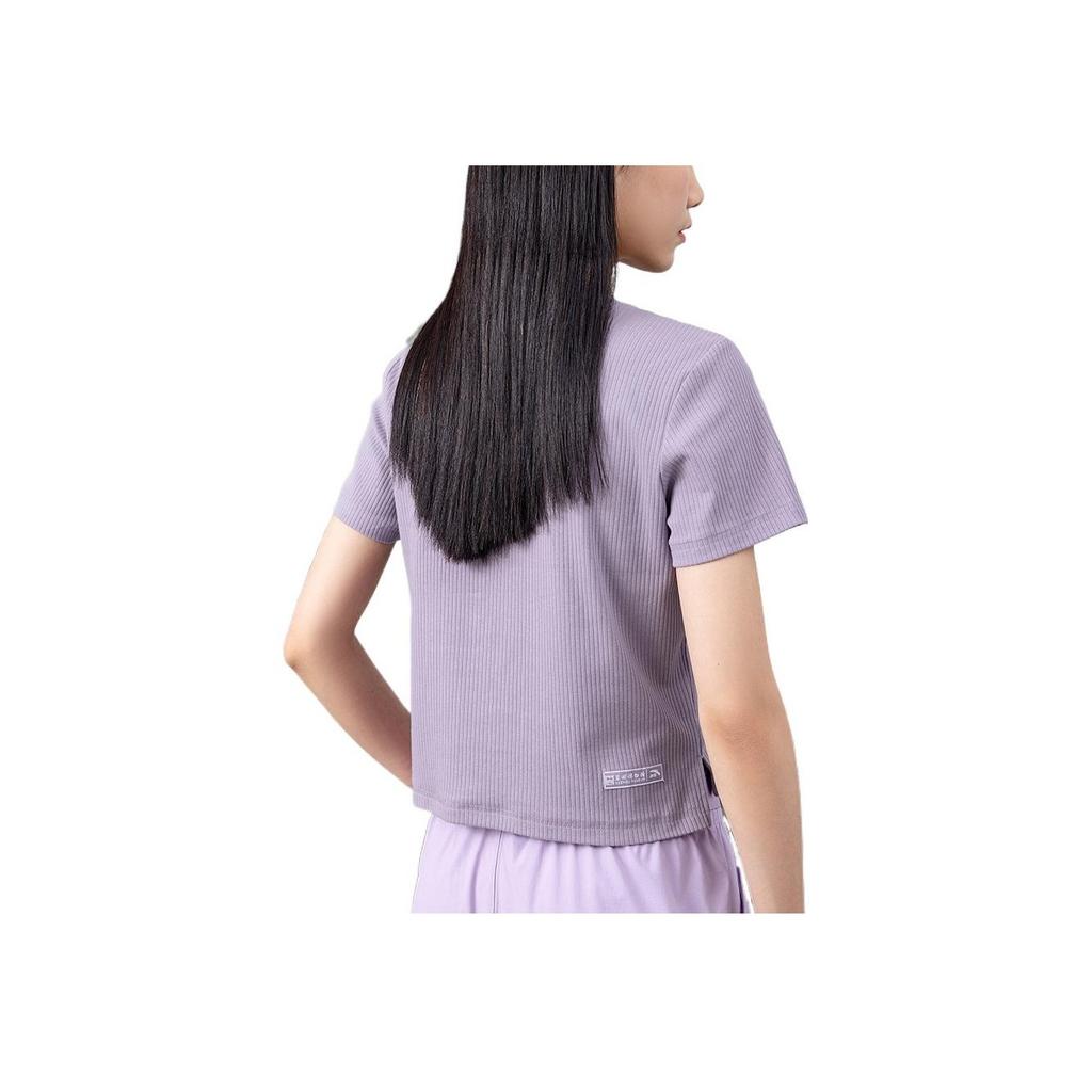 Anta Printed Pattern Round Neck T-Shirt Women Tops Purple 962229145-1