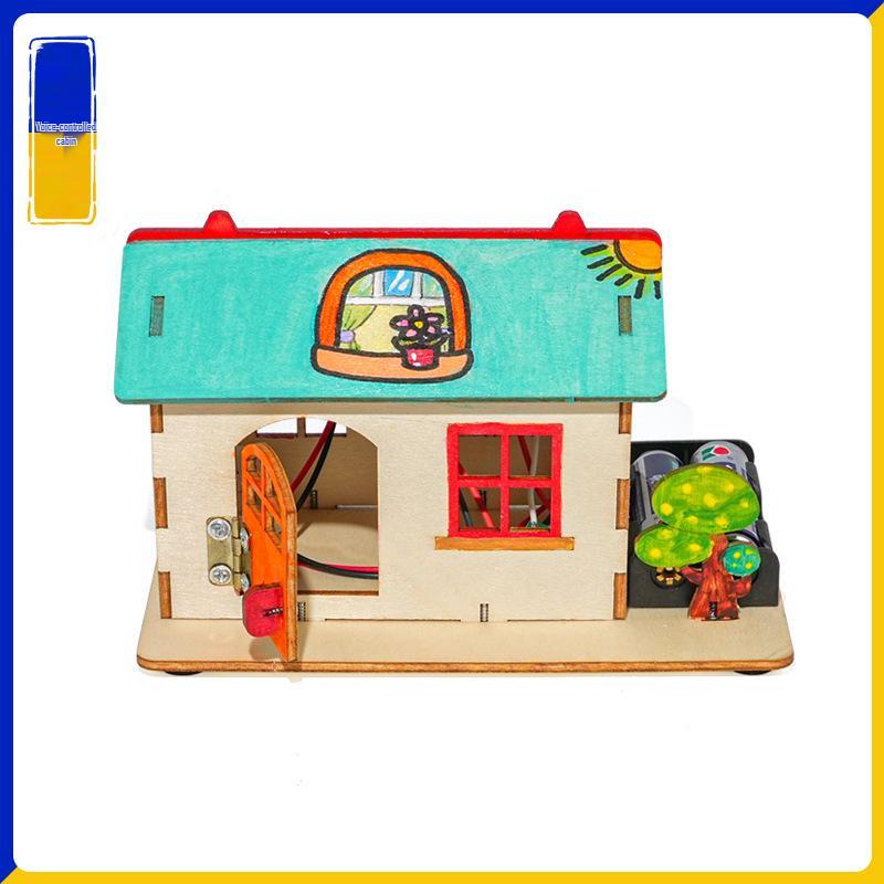 Voice-Controlled DIY Wooden Cabin Tech Kit: Interlocking Parts & STEAM Teaching Aid