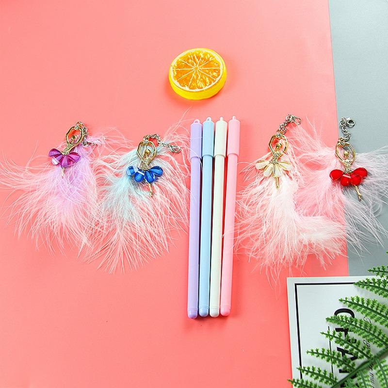 Gel Pen Kawaii Feather Pendant Neutral Pens for School Gift Writing Office Supplies Stationery Novelty Item Stationery Items