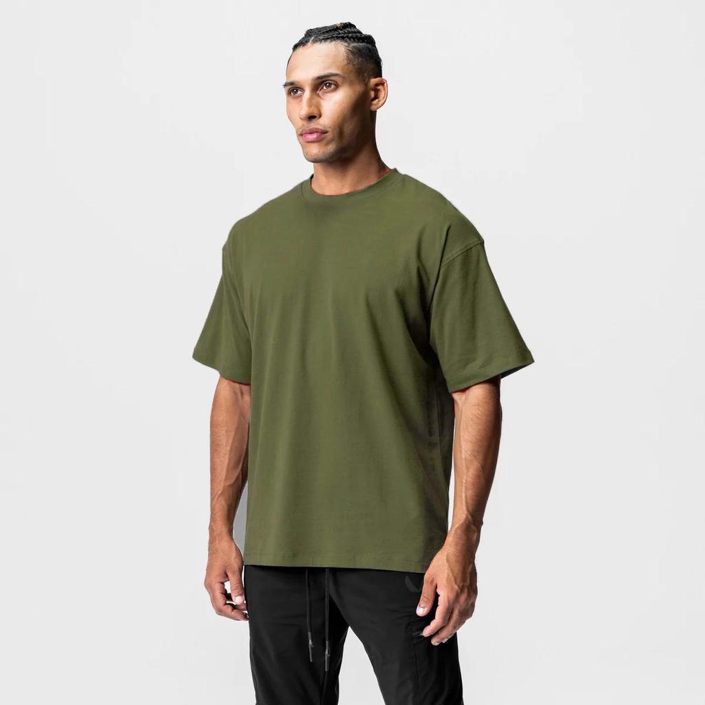Summer American Loose Fit Cotton T-Shirt - Men’s Crew Neck Short Sleeve for Fitness Training, Plus Size Available