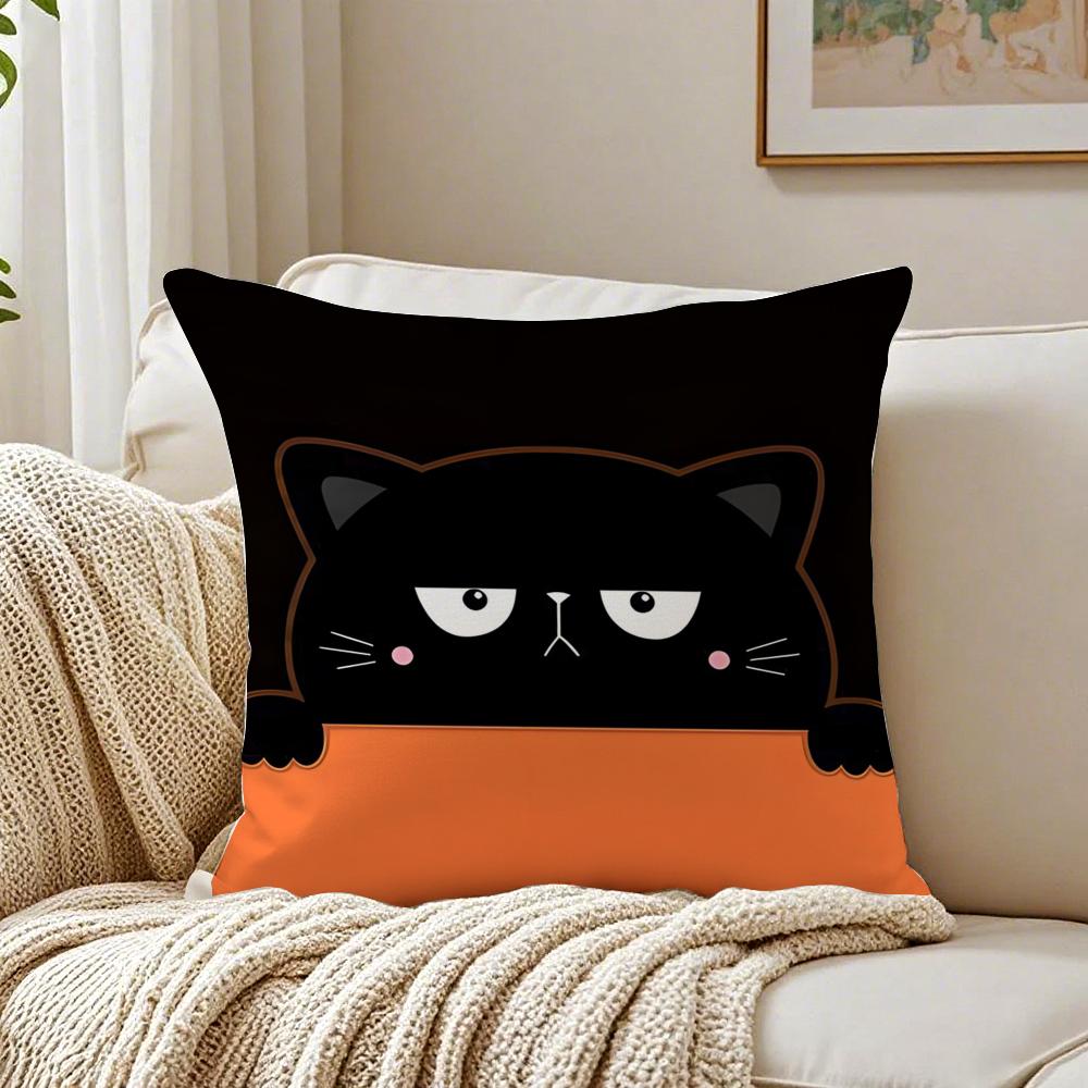 

Cute Romantic Art Little Black Cat Couple Cushion Cover Pillowcase Antidustmite living Room Sofa Decor Cushion Room 30X30cm