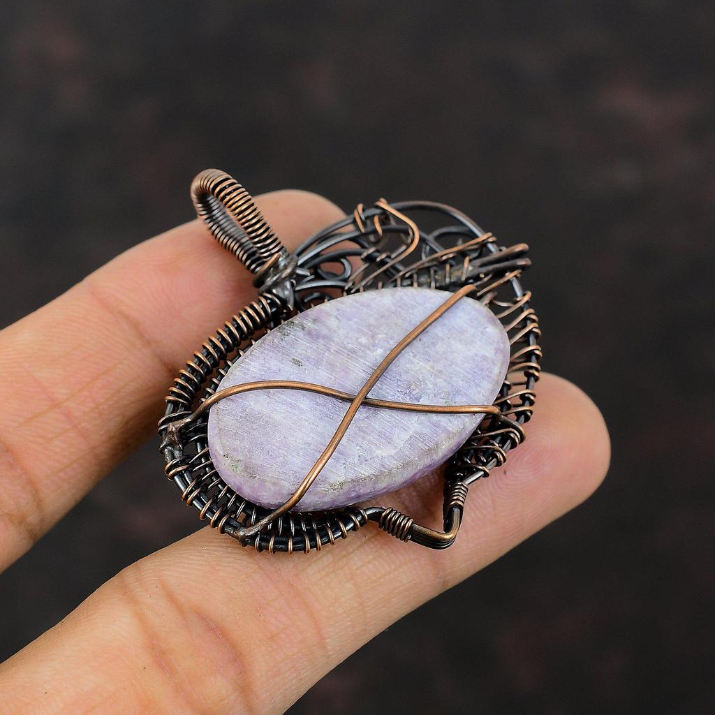 Lepidolite Pendant Copper Wire Wrapped Pendant Very Pretty Gemstone Jewelry Dainty Pendant Copper Wire Jewelry Gift For Her Handmade Jewelry