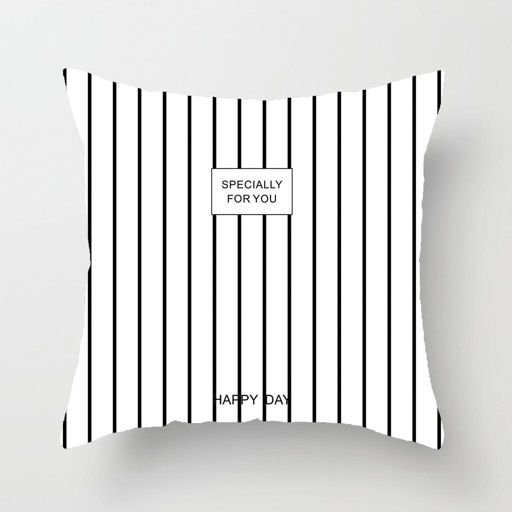 Nordic Throw Pillow Cover Plush Black and White Geometric Striped Simple Pillow Cover Sofa Cushion Cover