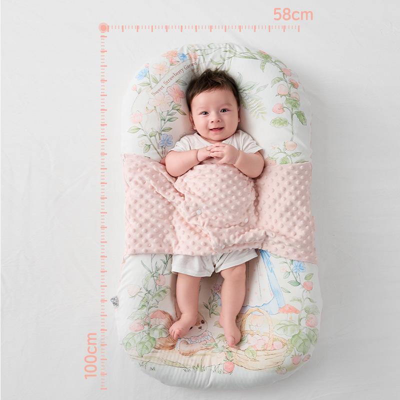 Bed-in-a-bed Baby Sleeping Aid for Newborns, Multifunctional Anti-pressure Soothing Slope, Two-in-one Sleeping Nest Cushion