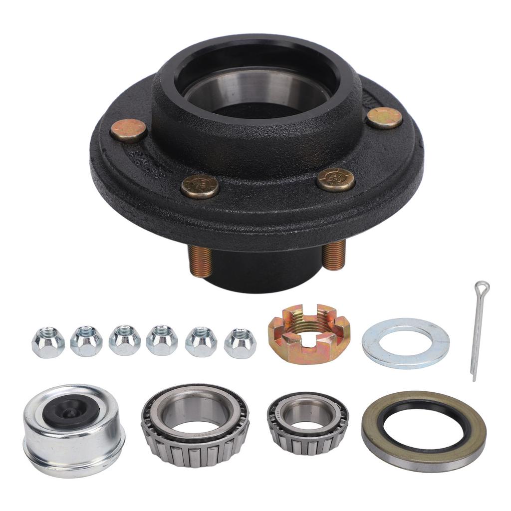 14PCS Trailer Wheel Hub Kit 6 Lug 6 On 5.5in High Load Capacity Metal Axle Bearing Kit for 5200 To 6000 Lbs Trailer Axle