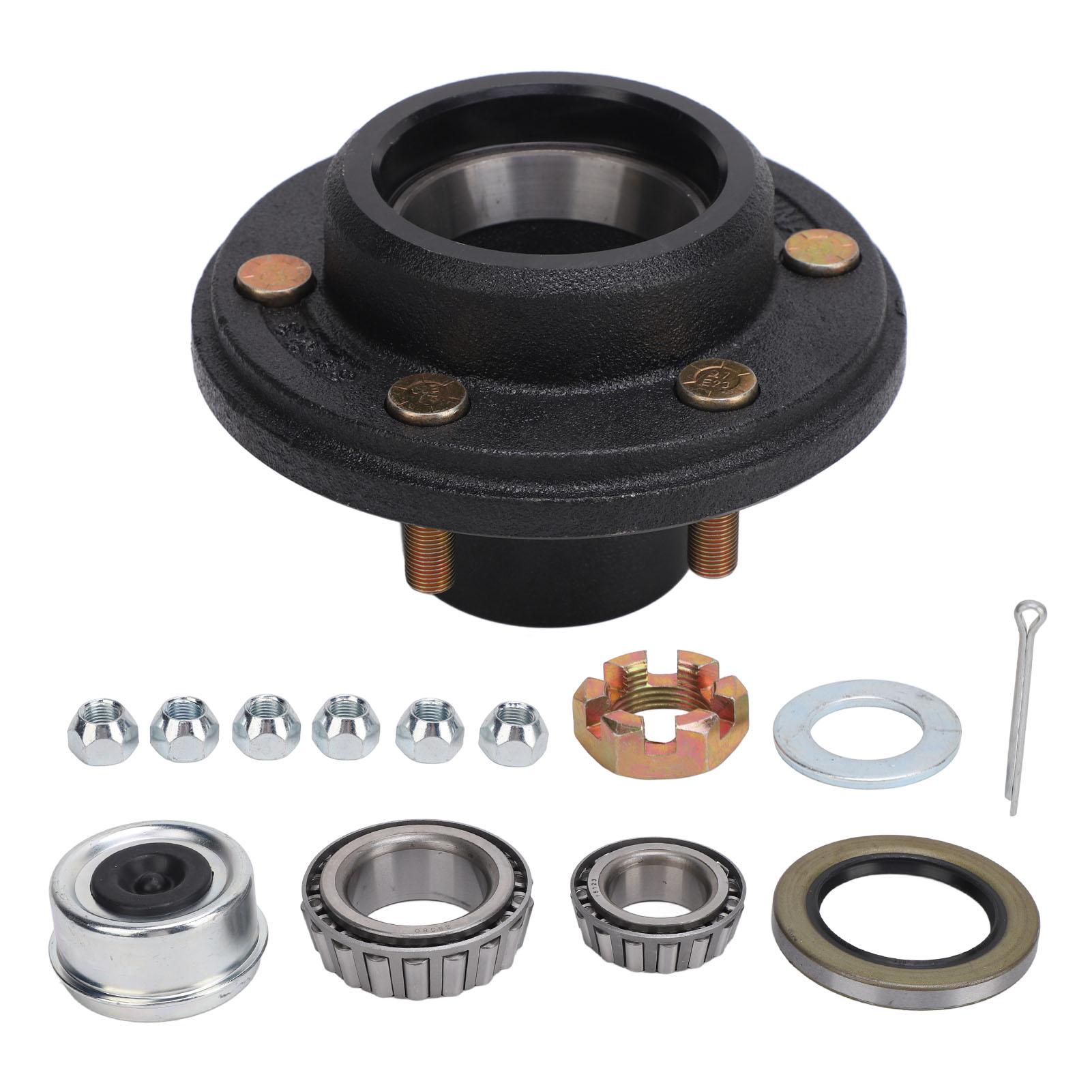 14PCS Trailer Wheel Hub Kit 6 Lug 6 On 5.5in High Load Capacity Metal Axle Bearing Kit for 5200 to 6000 Lbs Trailer Axle
