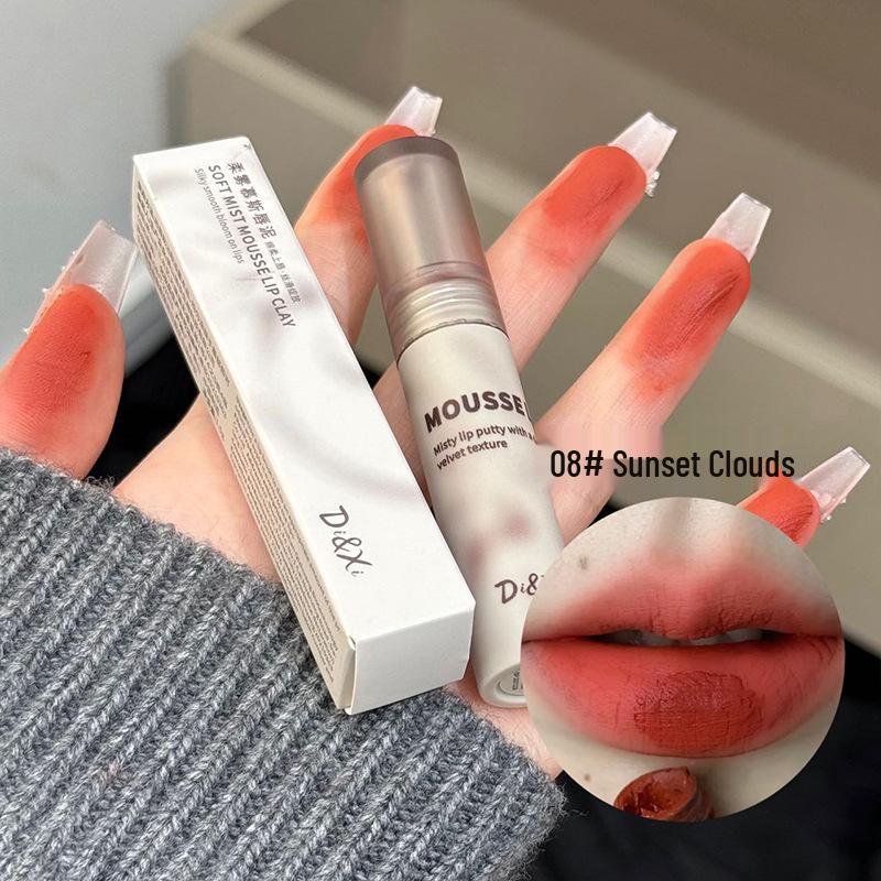DI&XI Soft Mist Mousse Lip Mud: Matte, Long-lasting, High Pigment Lipstick for Women