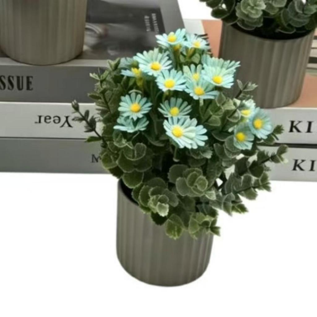 Chamomile Artificial Flower Arrangement for Home & Restaurant Decor - Small Daisy Potted Plant