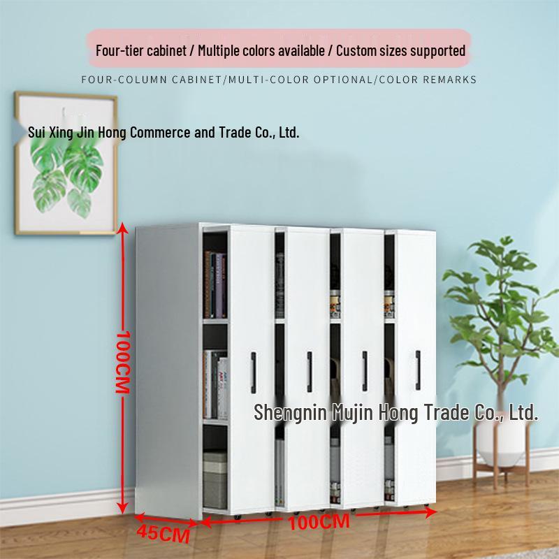 Mobile Dustproof Bookshelf: Sliding, Wheel-Equipped, Drawer-Type Storage Cabinet