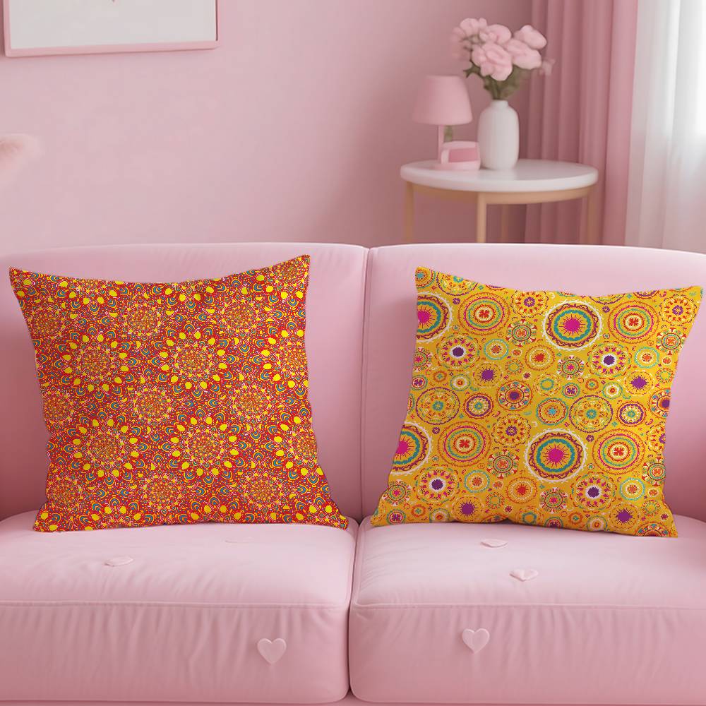 ART Indian Ethnic Pattern Pillow Case Comfort Sofa Bed Silky elegant Invisible zipper Custom Decorative cushion cover