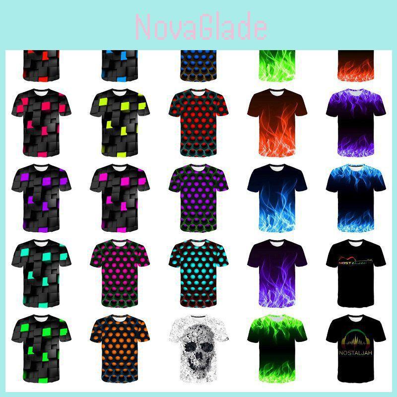 3D-Druck T-Shirt Flamme Hypnose Bunter Druck Lässiges Kurzarm-Oberteil für stilvollen Komfort