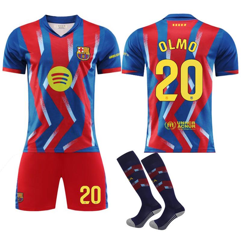2526 Barcelona Four-way No. 10 Messi Jersey Suit Men's No. 9 Lewandowski 8 Pedri 14 Rashford Football Uniform