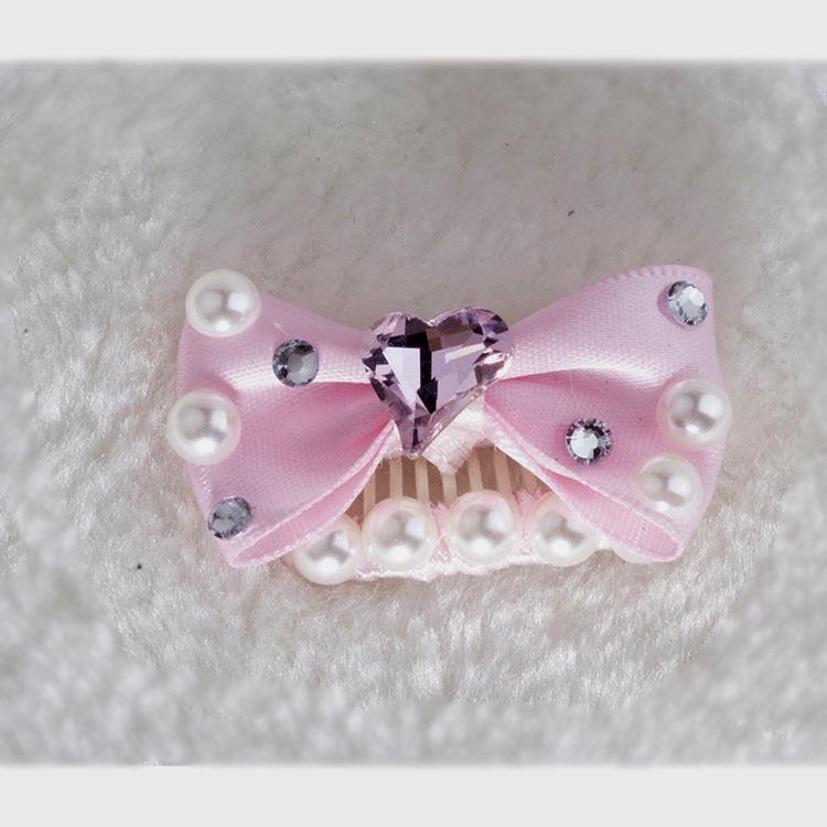 Princess Pet Dog Hair Clip Bow - Yorkshire Maltese Pearl Rhinestone Accessory