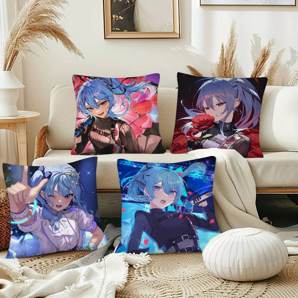 Anime Virtual Girl Hoshimachi Suisei Pillow Case Fashion Square Pillowcase Bedroom Sofa Room Ins Decoration Leisure