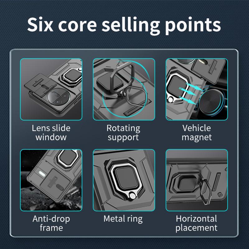 Armor Funda For Xiaomi Poco F7 Pro 5G Slide Lens Protector Ring Stand Back Cover For Poko Little F7 Ultra PocoF7 F 7 Pro 5G Capa