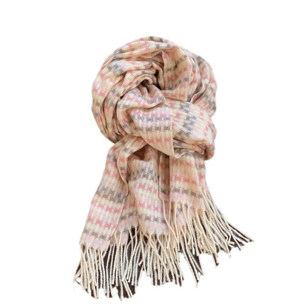 Winter Colorful Plaid Scarf Soft Cashmere Shawl Wrap Elegant Long Tassel Scarves Women