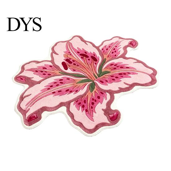 Decorative Lily Shape Rug Floor Mat, Absorbent Velvet for Bathroom And Entrance, Non-slip Washable Bedroom Area Flower Dressing Table, Soft