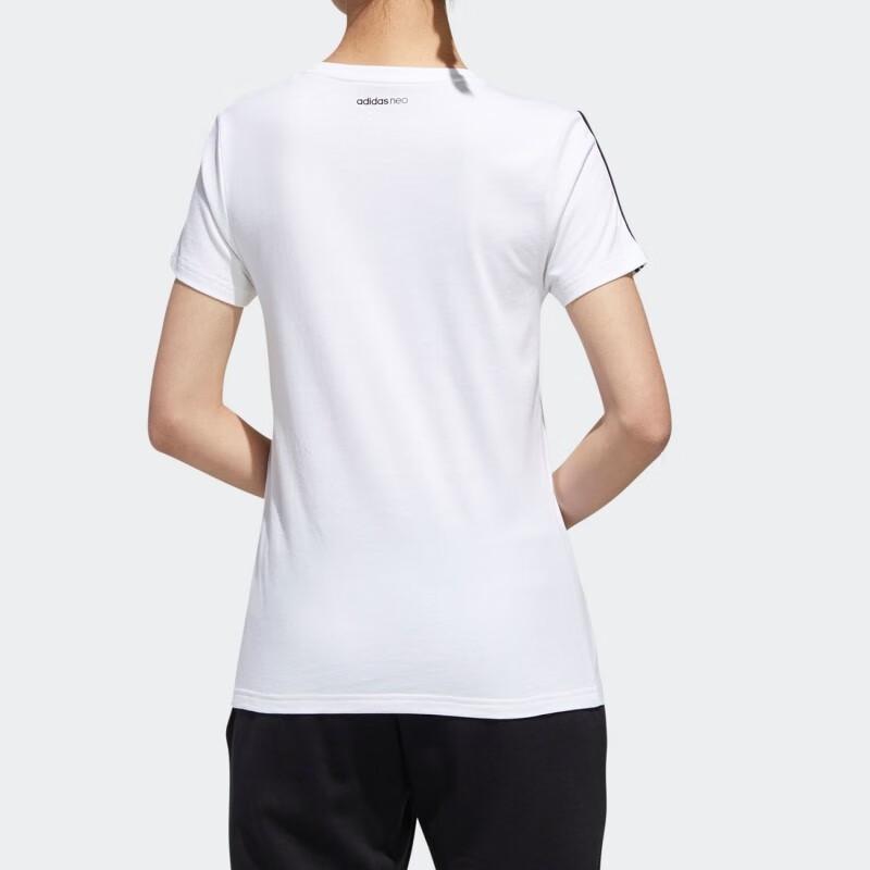 Adidas Neo Three Stripes Color Block Pattern Print Round Neck Short Sleeve T-Shirt Women Tops White GK1568