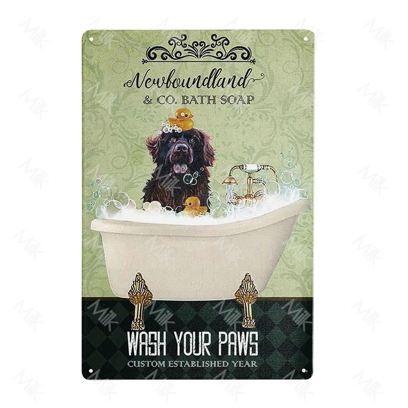 Metal Poster Newfoundland Dog Tin Sign Plate Retro Decor Cafe Home Pet Shop Bedroom Beach Vintage Home Decor Wall Art Plaque