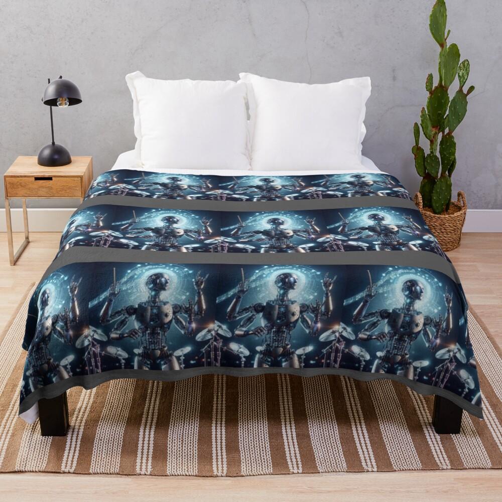 Theta Prime Musician Robot Throw Blanket
