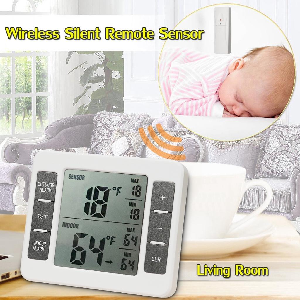 Wireless Digital Freezer Thermometer Indoor Outdoor Audible Alarm With Sensor temperature Reminding device
