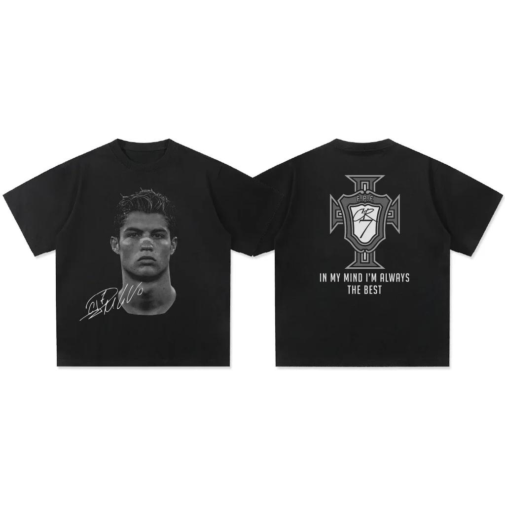 Cristiano Ronaldo Neymar American Football Star Print Cotton Short-sleeved T-shirt Women Clothing Print Fashion Men Oversize Tee