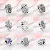 100 %Real 925 Silver Blue Enamel Charm Fatima Hand Beads Diy Jewelry Fit Original Jiuhao Charms Bracelets Fashion
