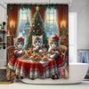 GAEAdorable Weihnachtskatze Duschvorhang - Niedliche Kätzchen in festlichen roten Kleidern - Perfekte Heimdekoration für Feiertage und Winter