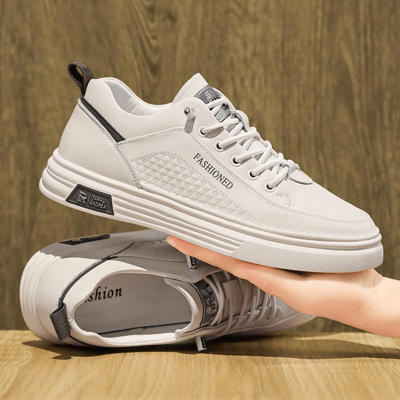 Mens Skate Shoes Flat Leather Comfortable Casual Sneakers 2025 New Outdoor Sports Walking Shoes Luxury Design Tennis Shoes
