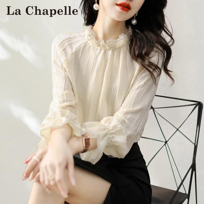 La Chapelle Women s Chiffon Ruffled Collar Blouse M
