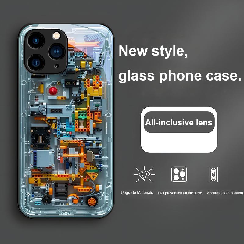 

Mechanical Interior Blue Purple For Iphone 15 14 13 12 Mini 11 Pro Max X XS XR 7 8 Plus 2020 22 SE Tempered Glass Phone Case For iPhone 13 Mini